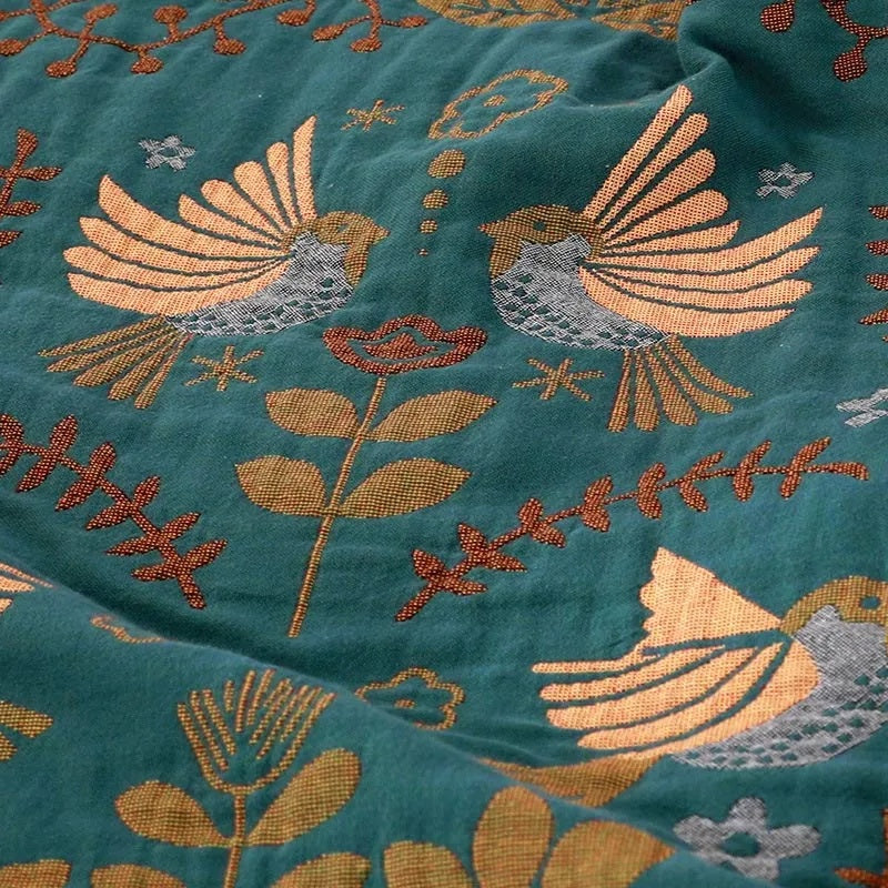 reversible boho bird throw blanket