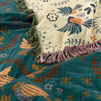 reversible boho bird throw blanket