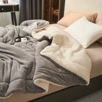 reversible fluffy throw blanket in gray
