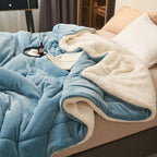 reversible fluffy throw blanket in blue