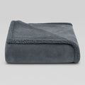 reversible sherpa fleece throw blanket in gray