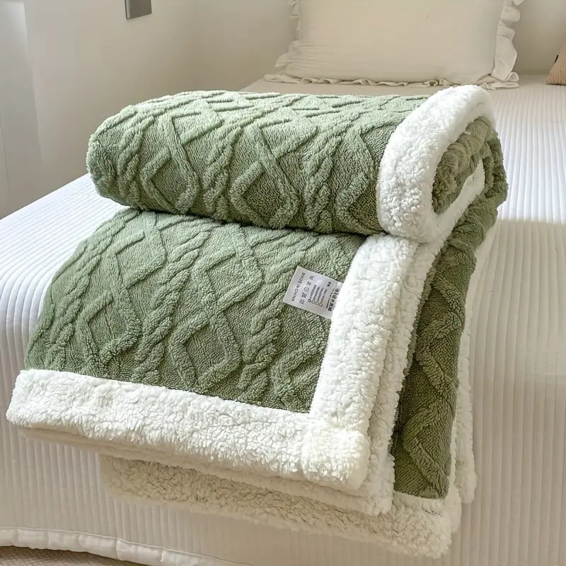 reversible sherpa throw blanket in matcha