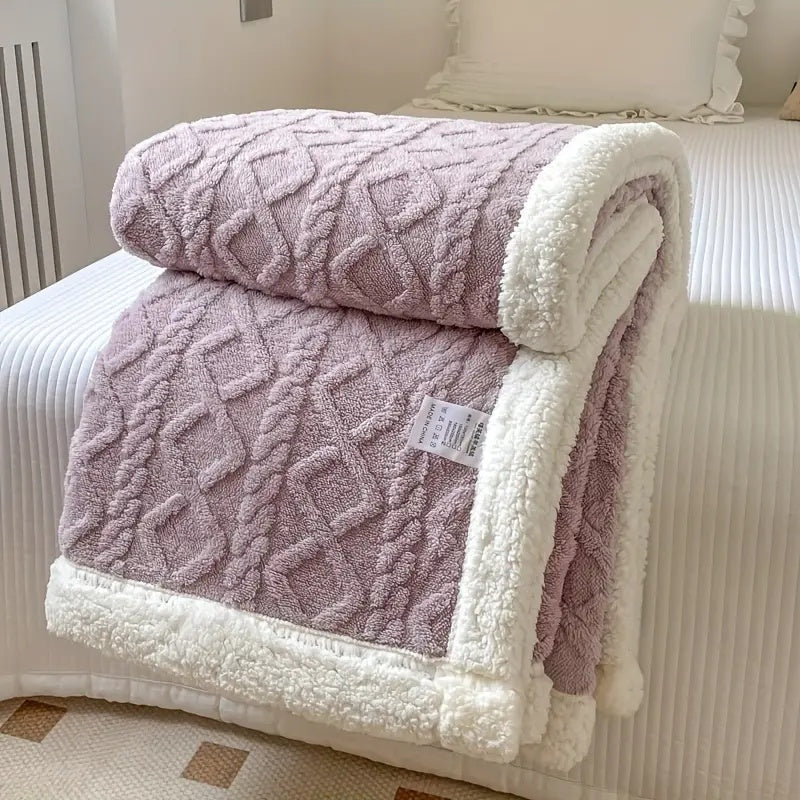 reversible sherpa throw blanket in passion purple