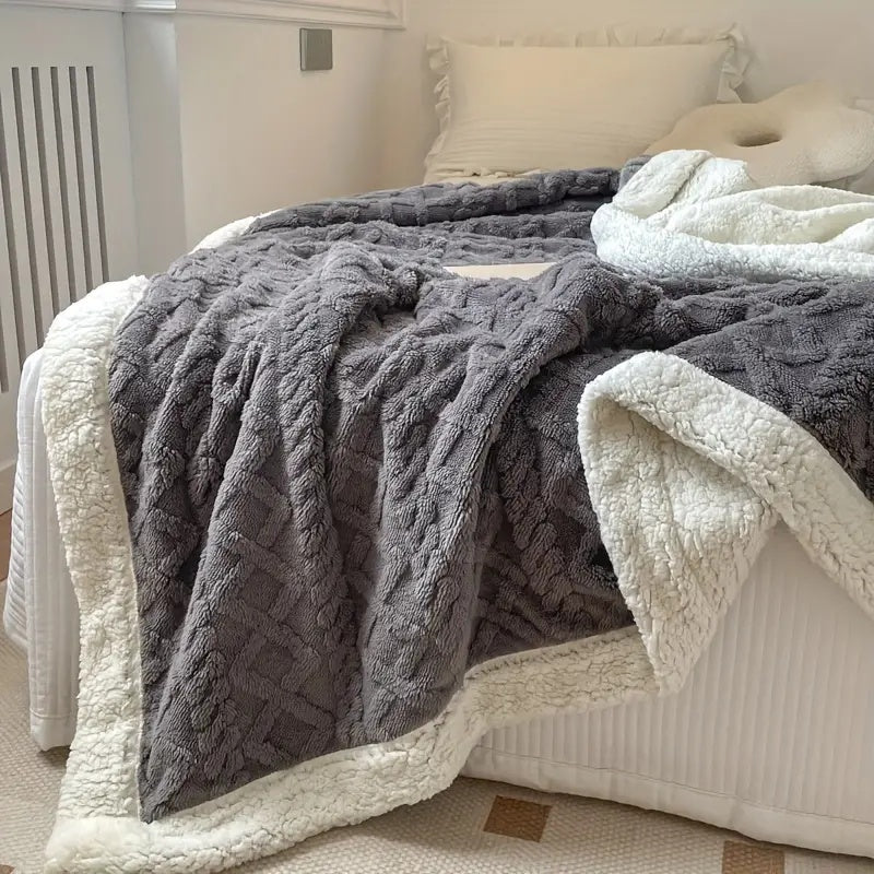 reversible sherpa throw blanket in charcoal