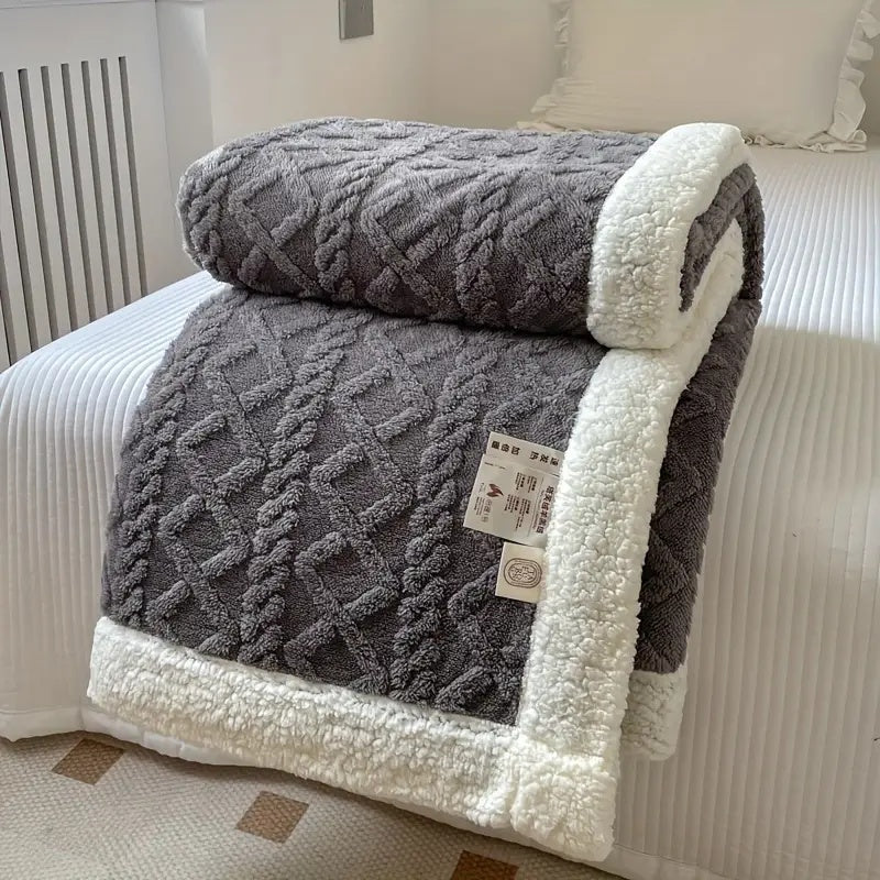 reversible sherpa throw blanket in charcoal