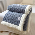 reversible sherpa throw blanket in blue berry