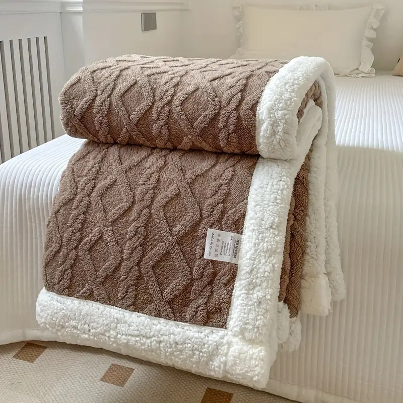 reversible sherpa throw blanket in espresso