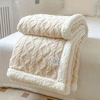 reversible sherpa throw blanket in creamy white