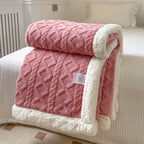 reversible sherpa throw blanket in blush pink