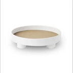 round footed decorative tray in white