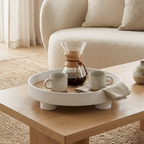 round footed decorative tray in white