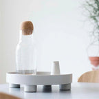 round footed decorative tray in white