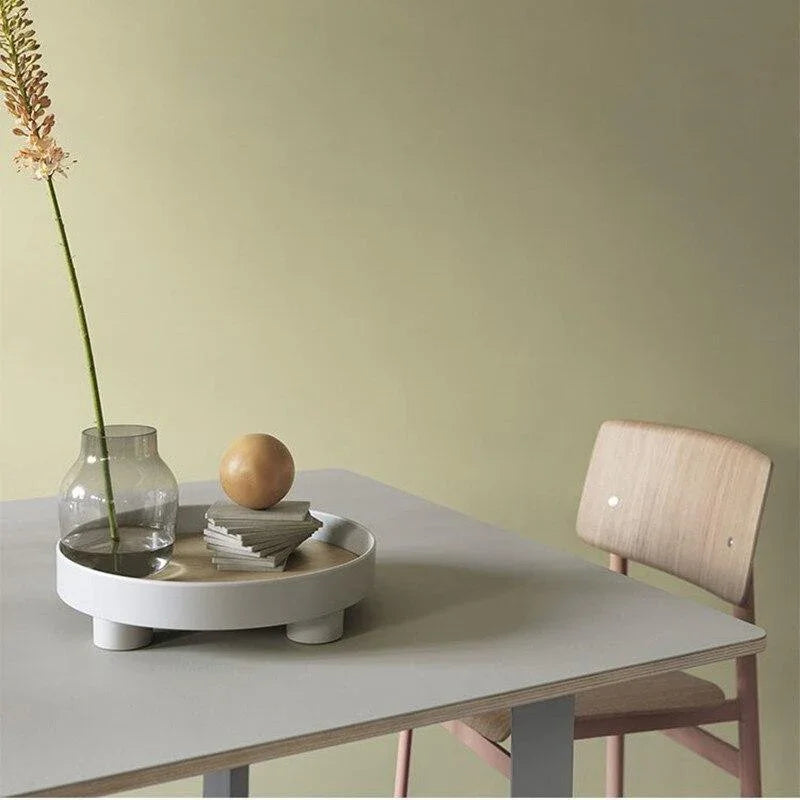 round footed decorative tray in white