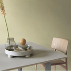 round footed decorative tray in white
