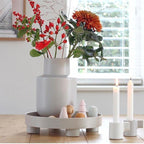 round footed decorative tray in grey