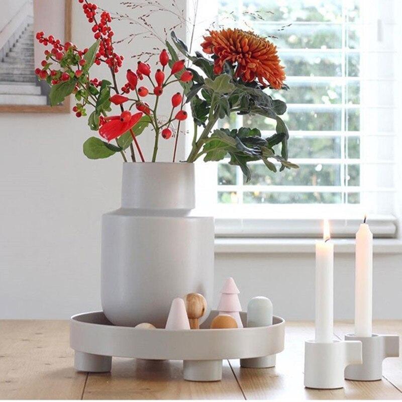 round footed decorative tray in grey