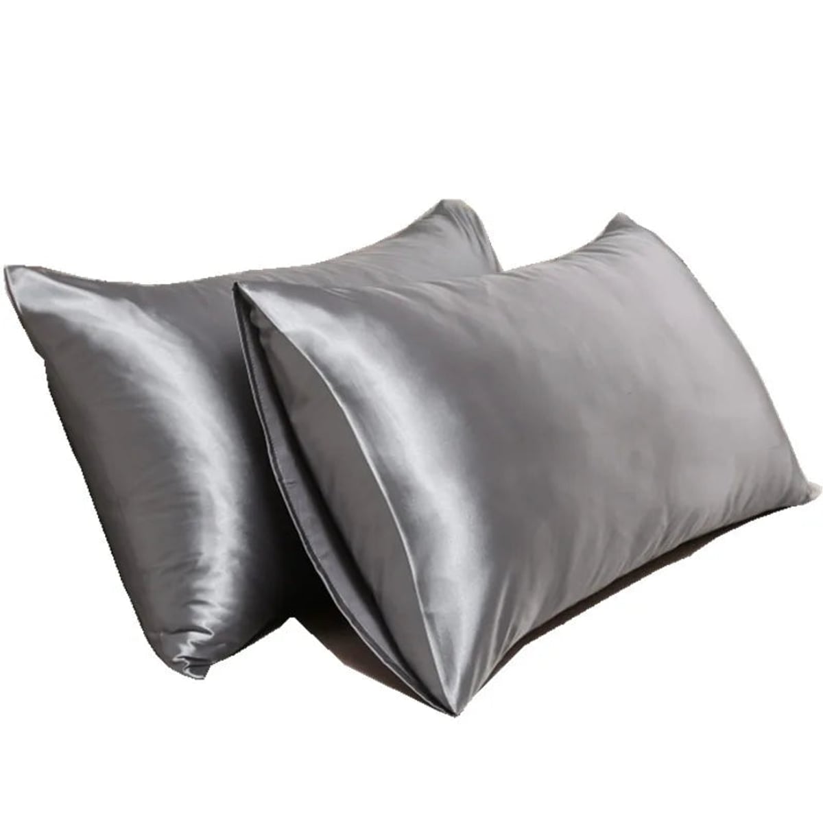 satin-finish pillowcases set of 2 in dark gray