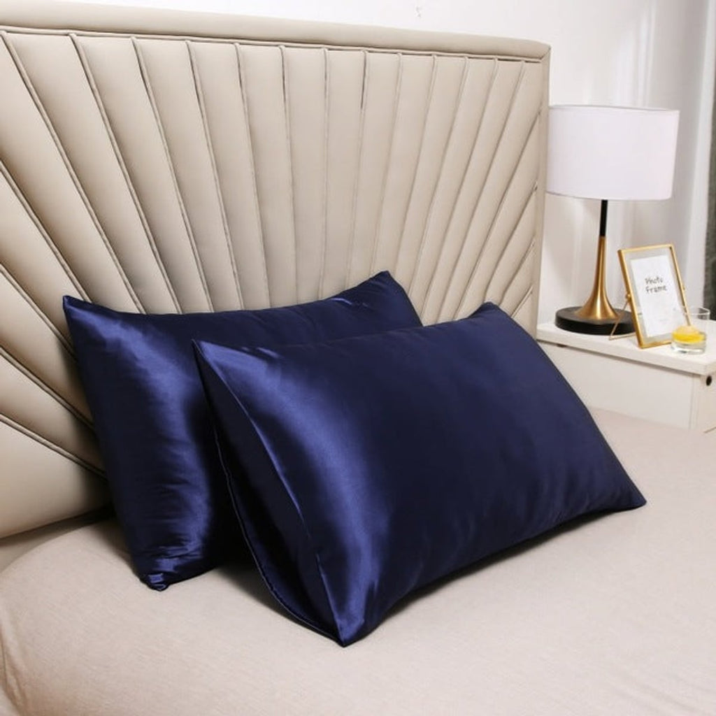 satin-finish pillowcases set of 2 in moonlight blue