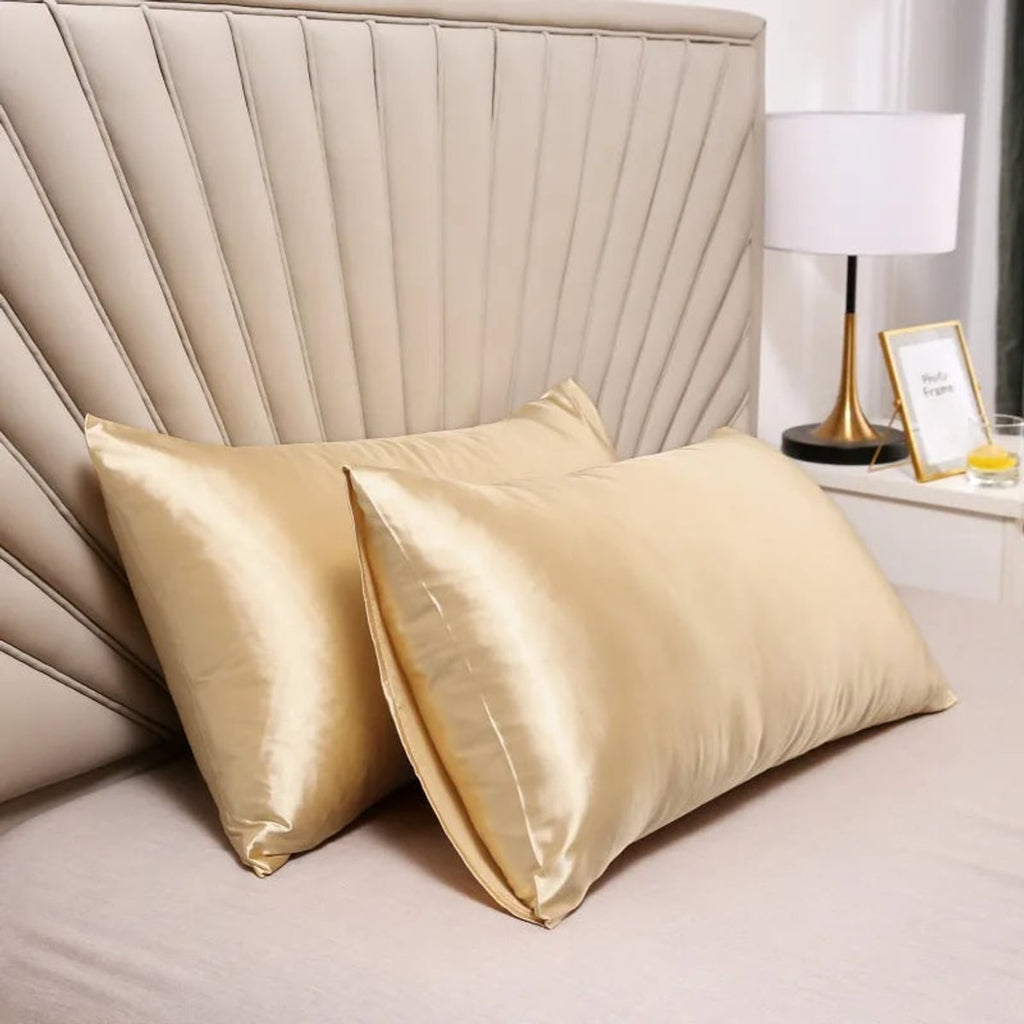 satin-finish pillowcases set of 2 in champagne