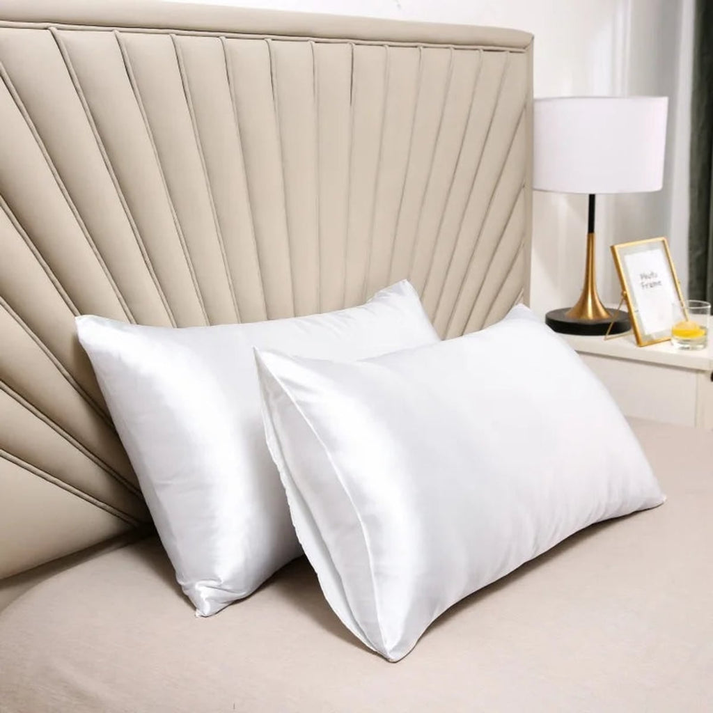 satin-finish pillowcases set of 2 in white