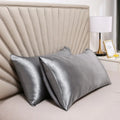 satin-finish pillowcases set of 2 in dark gray