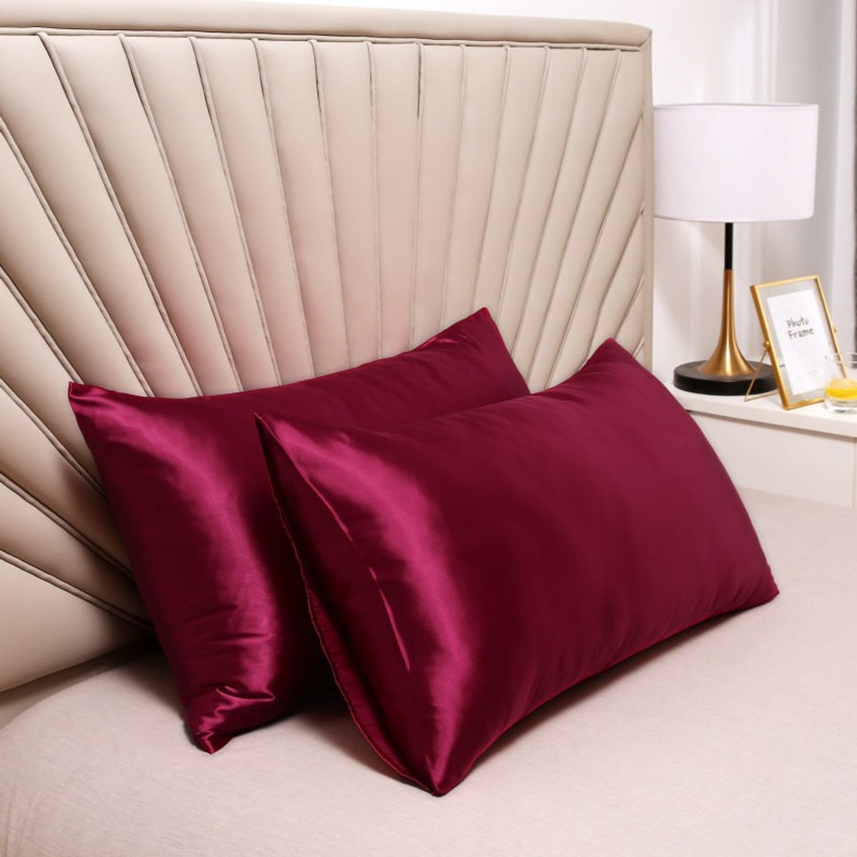 satin-finish pillowcases set of 2 in red