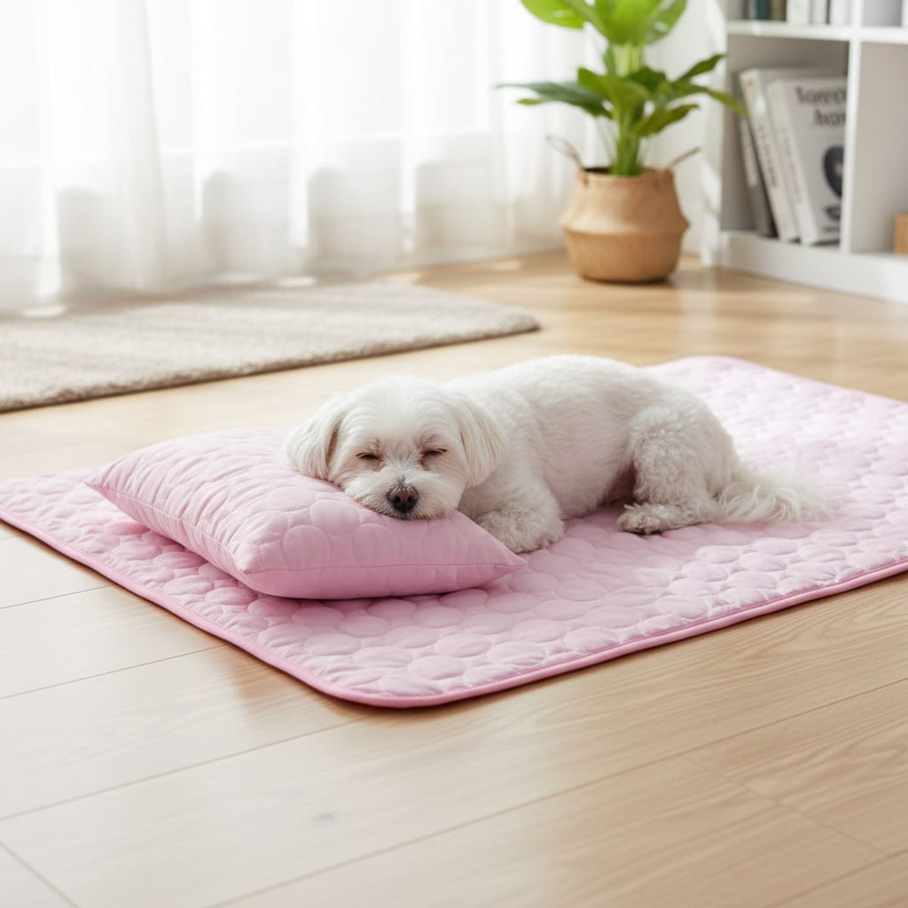 self-cooling pet mat in pink