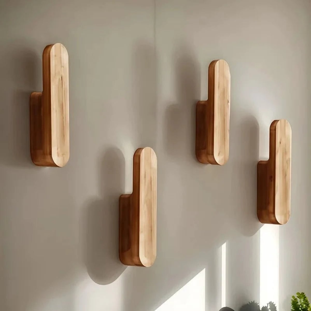 set of 4 wall-mounted coat hooks