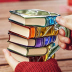 stacked books novelty mug
