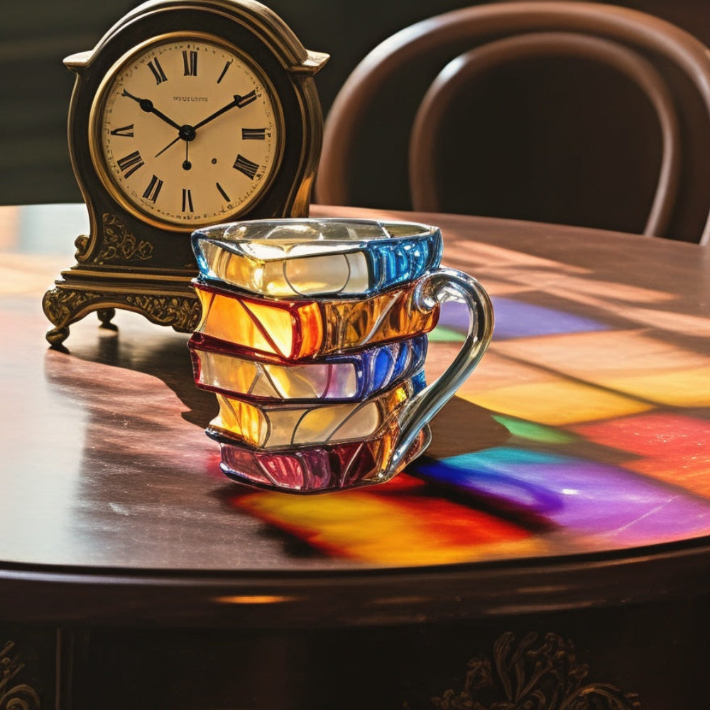 stacked books novelty mug