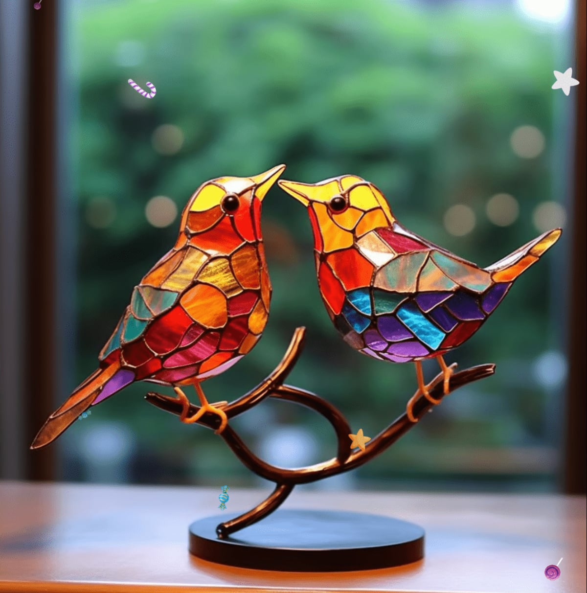stained glass bird ornament