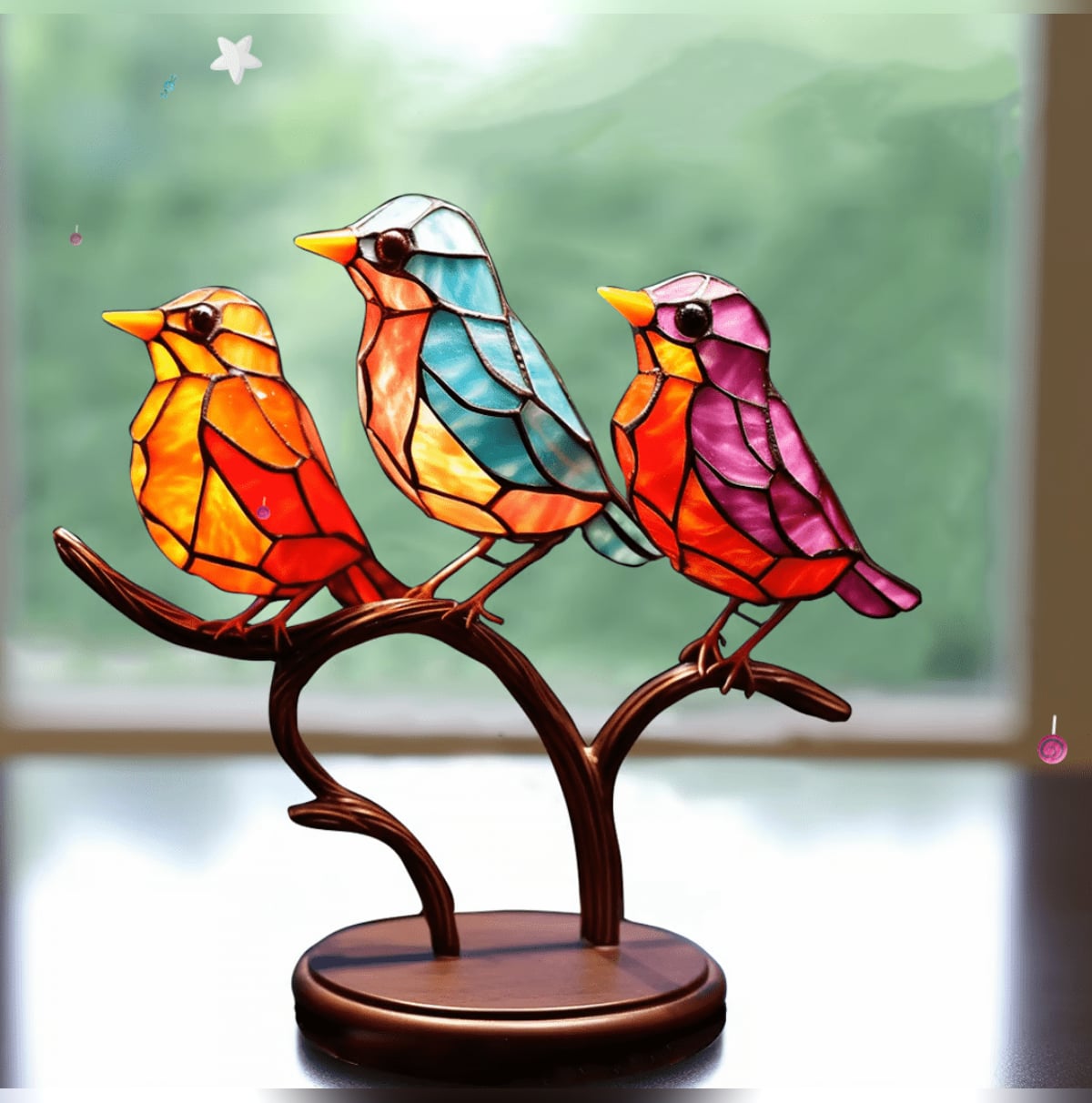 stained glass bird ornament
