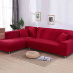 stretch corner sofa cover in red