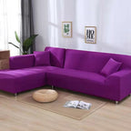 stretch corner sofa cover in candy lilac