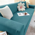 stretch sofa cover in light blue