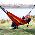 striped garden hammock with carrying bag in red - 200 cm × 150 cm (78.74" × 59.06")