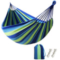 striped garden hammock with carrying bag in blue - 200 cm × 150 cm (78.74" × 59.06")