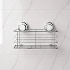 suction shower basket with twist-lock mounts in silver