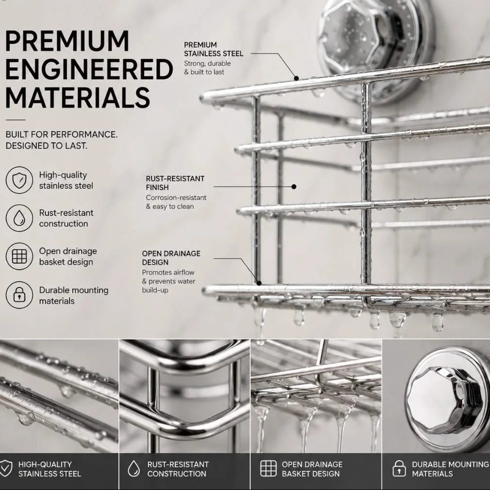 suction shower basket with twist-lock mounts