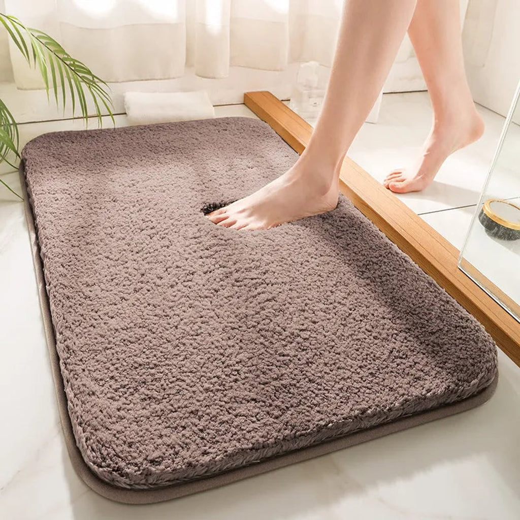 thick non-slip bath mat in brown