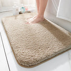 thick non-slip bath mat in beige