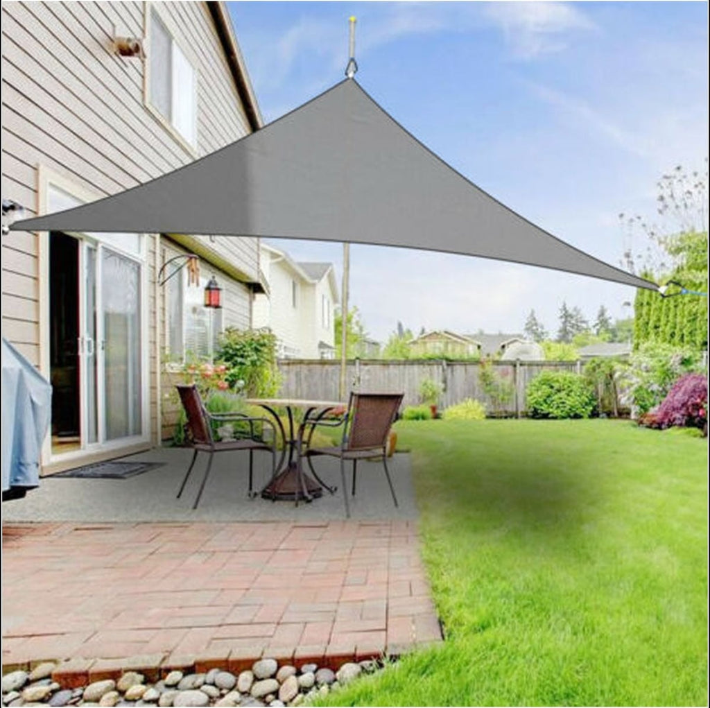 triangle garden sail shade with fixing kit in grey