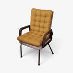 tufted chair pad with integrated back rest in yellow