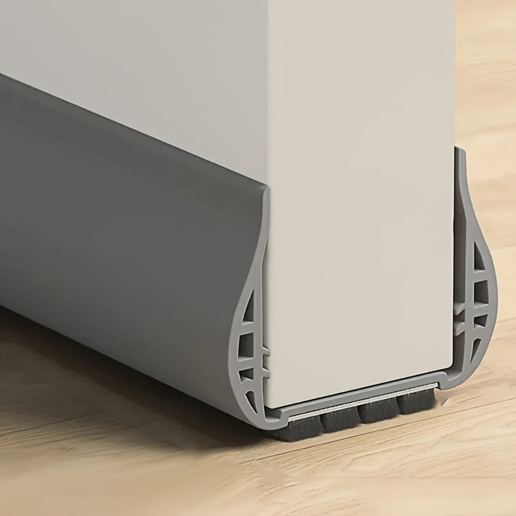 under-door draft excluder with brush strip in gray