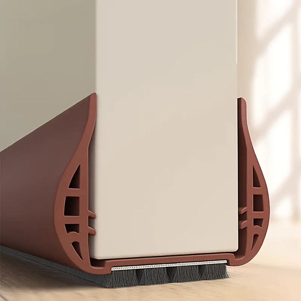 under-door draft excluder with brush strip in brown
