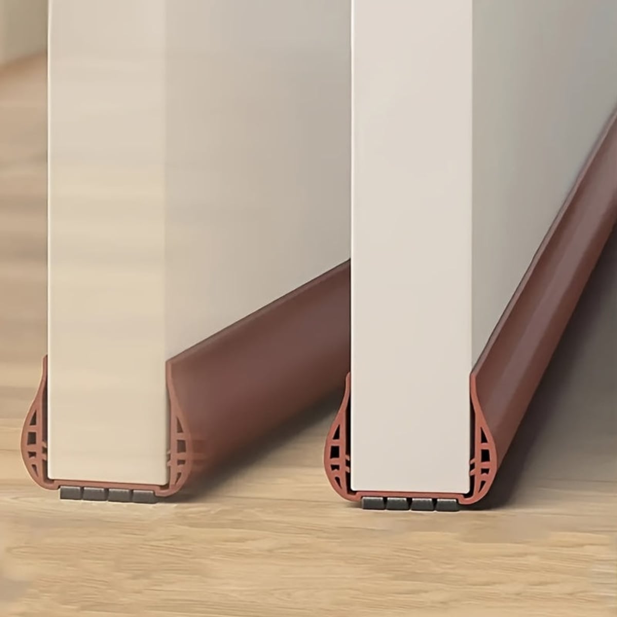 under-door draft excluder with brush strip in brown