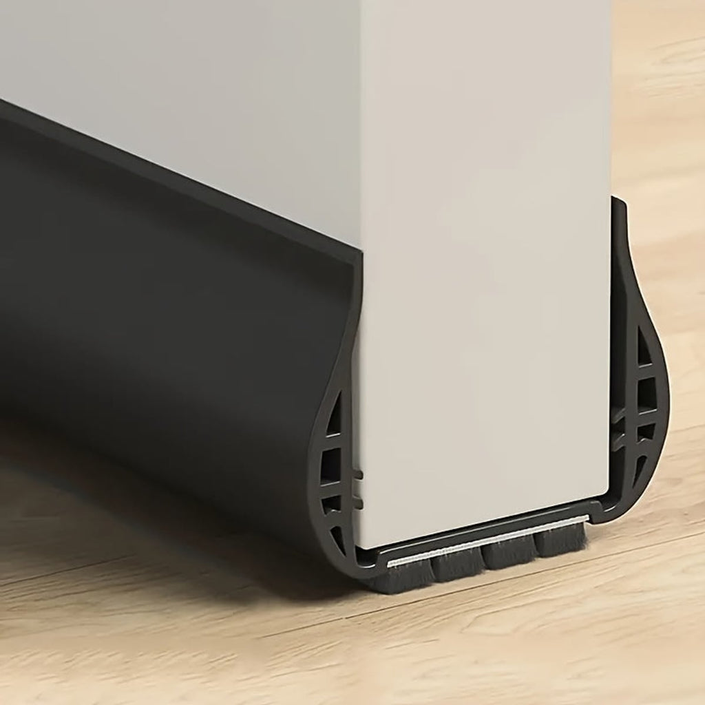 under-door draft excluder with brush strip in black
