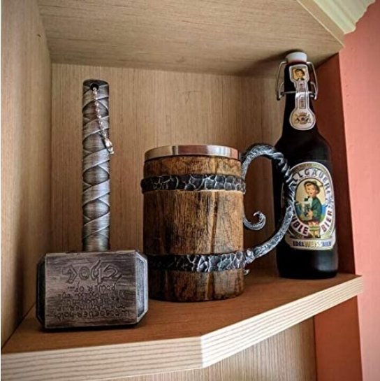 viking barrel beer mug