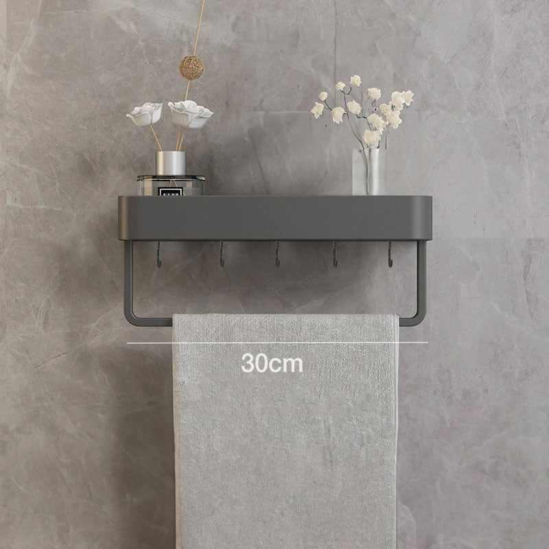 wall-mounted bathroom shelf with towel rail