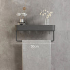 wall-mounted bathroom shelf with towel rail